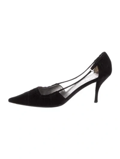 Pre-owned Prada Suede D'orsay Pumps In Black