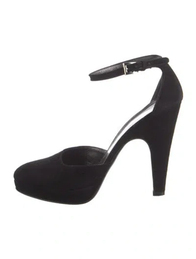 Pre-owned Prada Suede D'orsay Pumps In Black