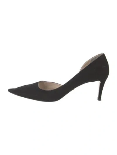 Pre-owned Prada Suede D'orsay Pumps In Black