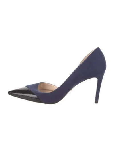 Pre-owned Prada Suede D'orsay Pumps In Blue
