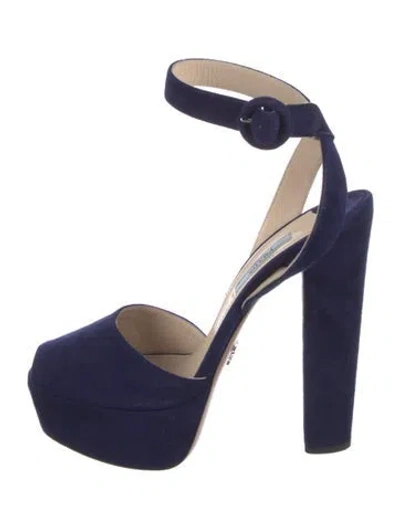 Pre-owned Prada Suede D'orsay Pumps In Blue
