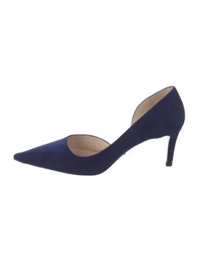 Pre-owned Prada Suede D'orsay Pumps In Blue