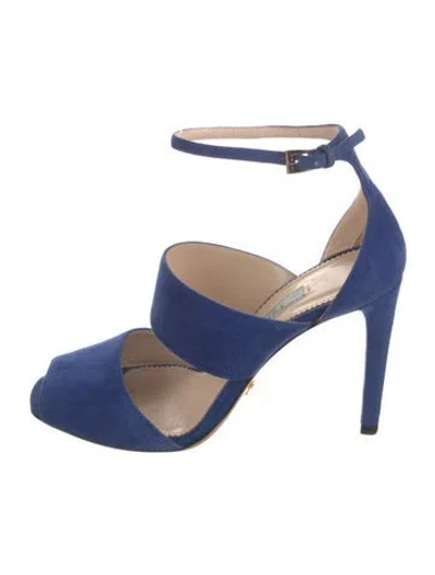 Pre-owned Prada Suede D'orsay Pumps In Blue
