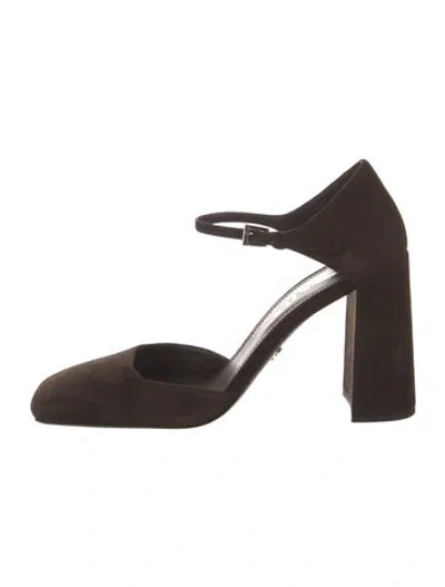 Pre-owned Prada Suede D'orsay Pumps In Brown
