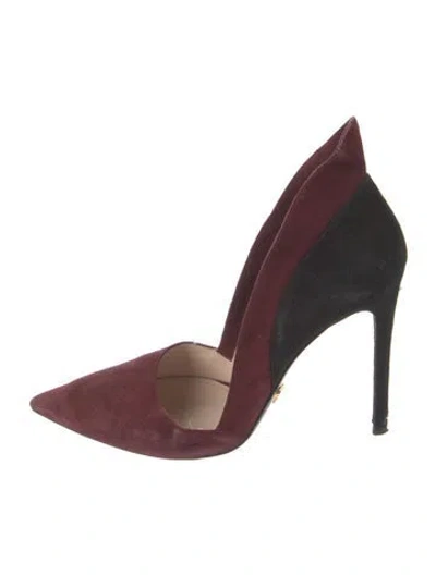 Pre-owned Prada Suede D'orsay Pumps In Burgundy