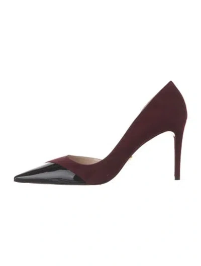 Pre-owned Prada Suede D'orsay Pumps In Burgundy