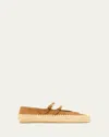 Prada Suede Double Mary Jane Strap Espadrilles In Brown