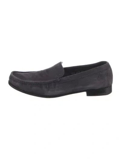 Pre-owned Prada Suede Dress Loafers In Blue