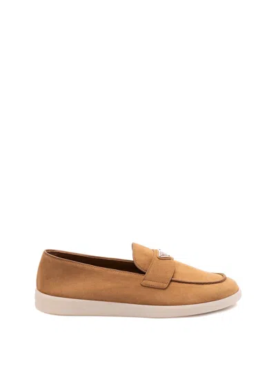 Prada Suede Drive Loafers In Brown