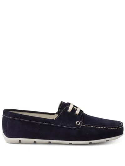 Prada Suede Driving Shoes In Blue