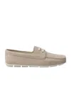 Prada Suede Driving Shoes In Nude