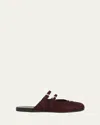 Prada Suede Dual Mary Jane Ballerina Mules In Bordeaux