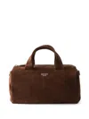 Prada Suede Duffle Bag In Brown