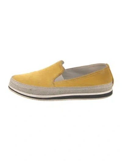 Pre-owned Prada Suede Espadrille Sneakers In Yellow
