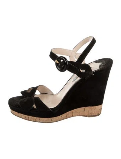 Pre-owned Prada Suede Espadrilles In Black