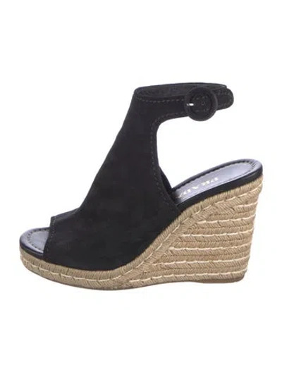 Pre-owned Prada Suede Espadrilles In Black