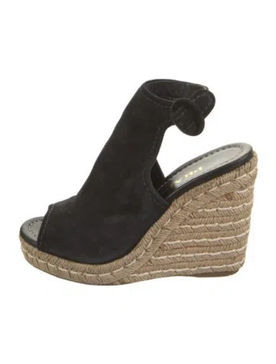 Pre-owned Prada Suede Espadrilles In Black