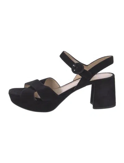 Pre-owned Prada Suede Espadrilles In Black