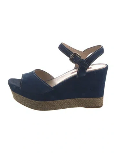 Pre-owned Prada Suede Espadrilles In Blue