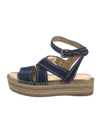 Pre-owned Prada Suede Espadrilles In Blue