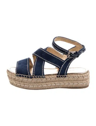 Pre-owned Prada Suede Espadrilles In Blue/gold/metallic