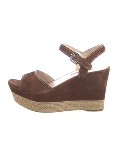 Pre-owned Prada Suede Espadrilles In Brown