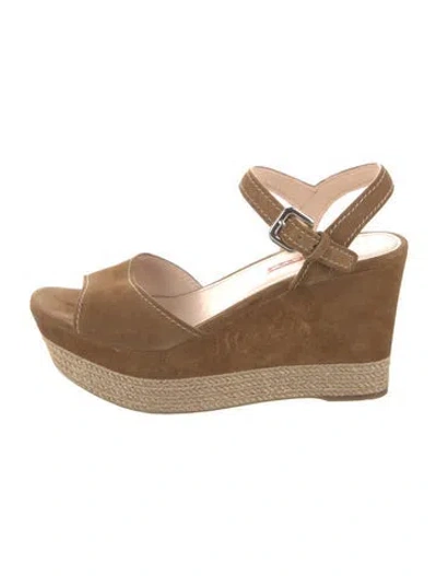 Pre-owned Prada Suede Espadrilles In Brown