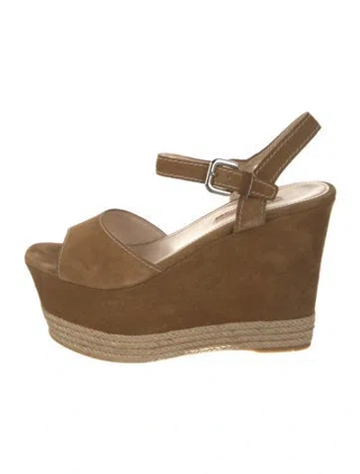 Pre-owned Prada Suede Espadrilles In Brown