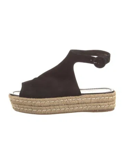 Pre-owned Prada Suede Espadrilles In Brown