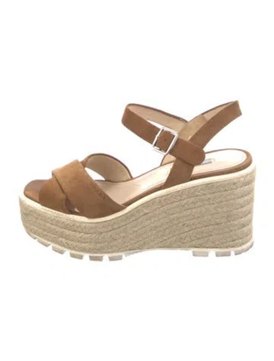 Pre-owned Prada Suede Espadrilles In Brown