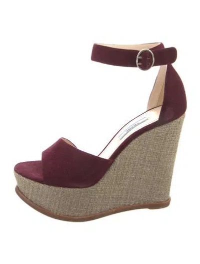Pre-owned Prada Suede Espadrilles In Burgundy