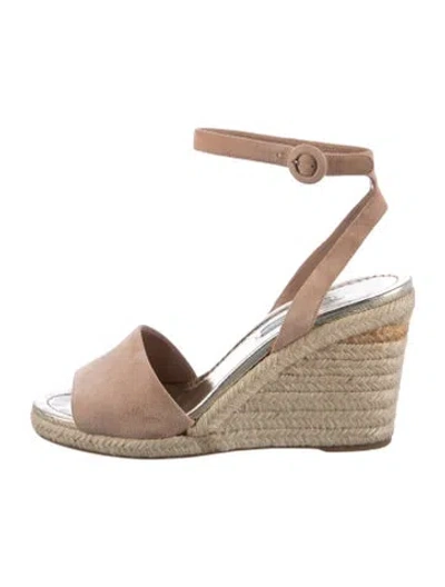 Pre-owned Prada Suede Espadrilles In Gold/pink
