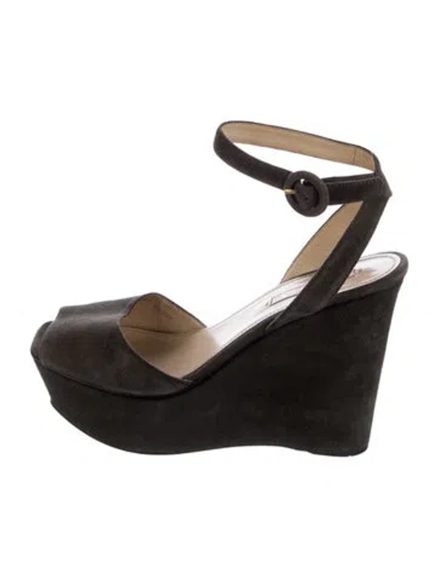 Pre-owned Prada Suede Espadrilles In Gray