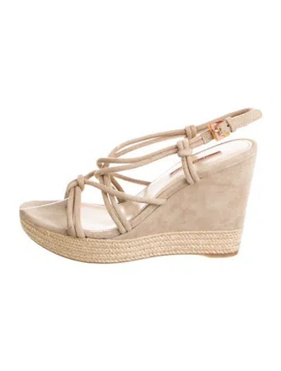 Pre-owned Prada Suede Espadrilles In Neutral