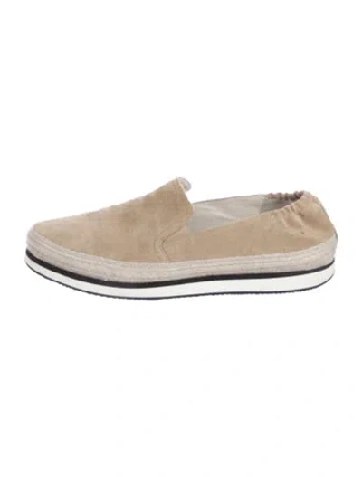 Pre-owned Prada Suede Espadrilles In Neutral