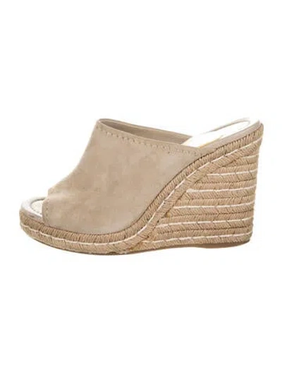 Pre-owned Prada Suede Espadrilles In Neutral