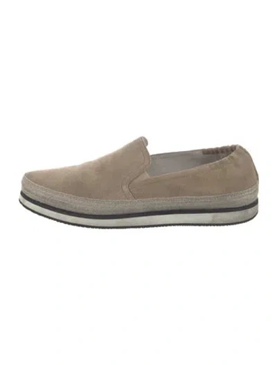 Pre-owned Prada Suede Espadrilles In Neutral