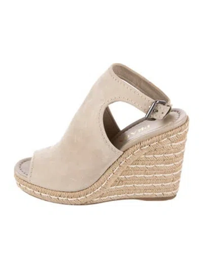 Pre-owned Prada Suede Espadrilles In Neutral
