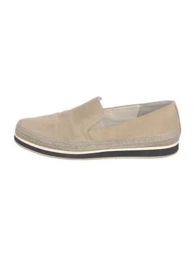 Pre-owned Prada Suede Espadrilles In Neutral