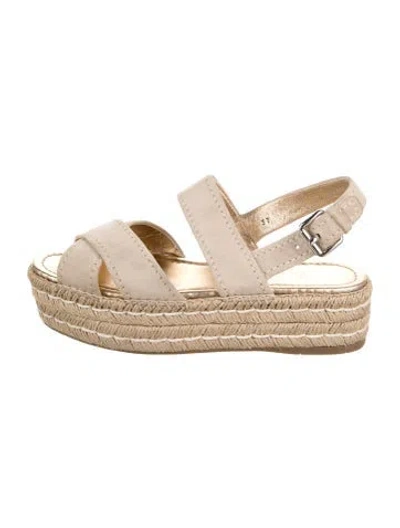 Pre-owned Prada Suede Espadrilles In Neutrals