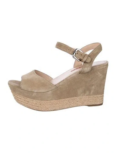 Pre-owned Prada Suede Espadrilles In Neutrals