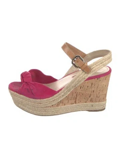 Pre-owned Prada Suede Espadrilles In Pink