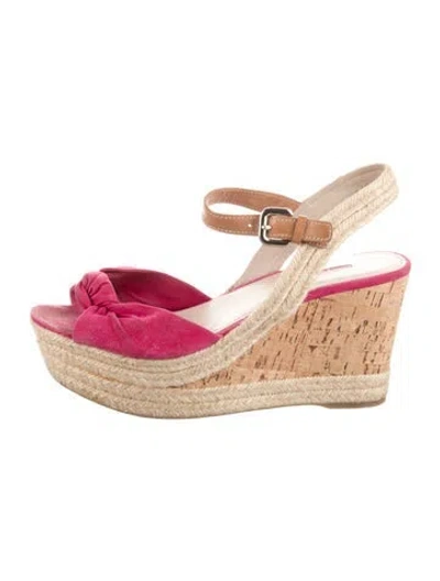 Pre-owned Prada Suede Espadrilles In Pink
