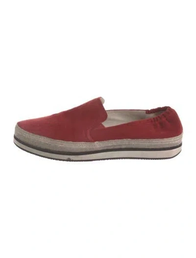 Pre-owned Prada Suede Espadrilles In Red
