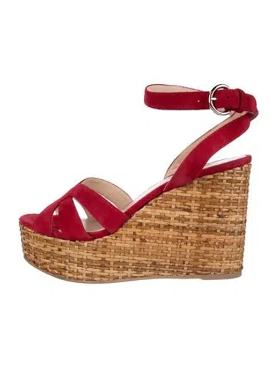 Pre-owned Prada Suede Espadrilles In Red