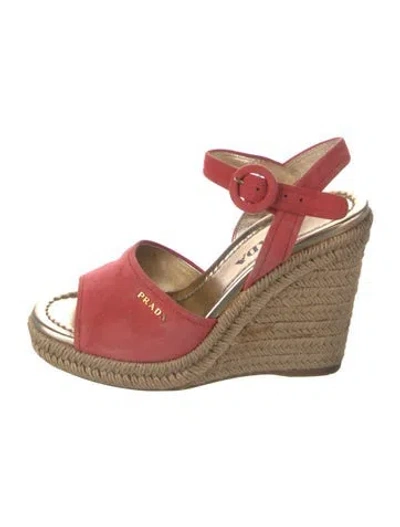 Pre-owned Prada Suede Espadrilles In Red