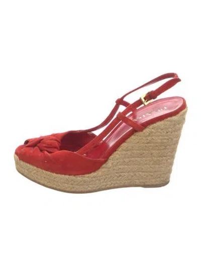 Pre-owned Prada Suede Espadrilles In Red