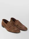 Prada Loafers Suede Finish Round Toe Design In Brown
