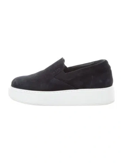 Pre-owned Prada Suede Flats In Blue