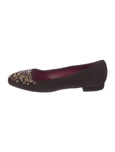 Pre-owned Prada Suede Flats In Burgundy